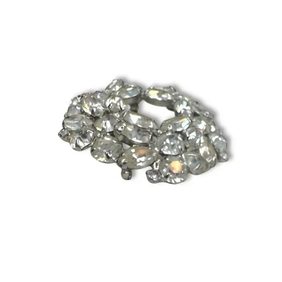 Weiss Silver Tone Clear Crystal Wreath Brooch Vintage - Picture 9 of 9